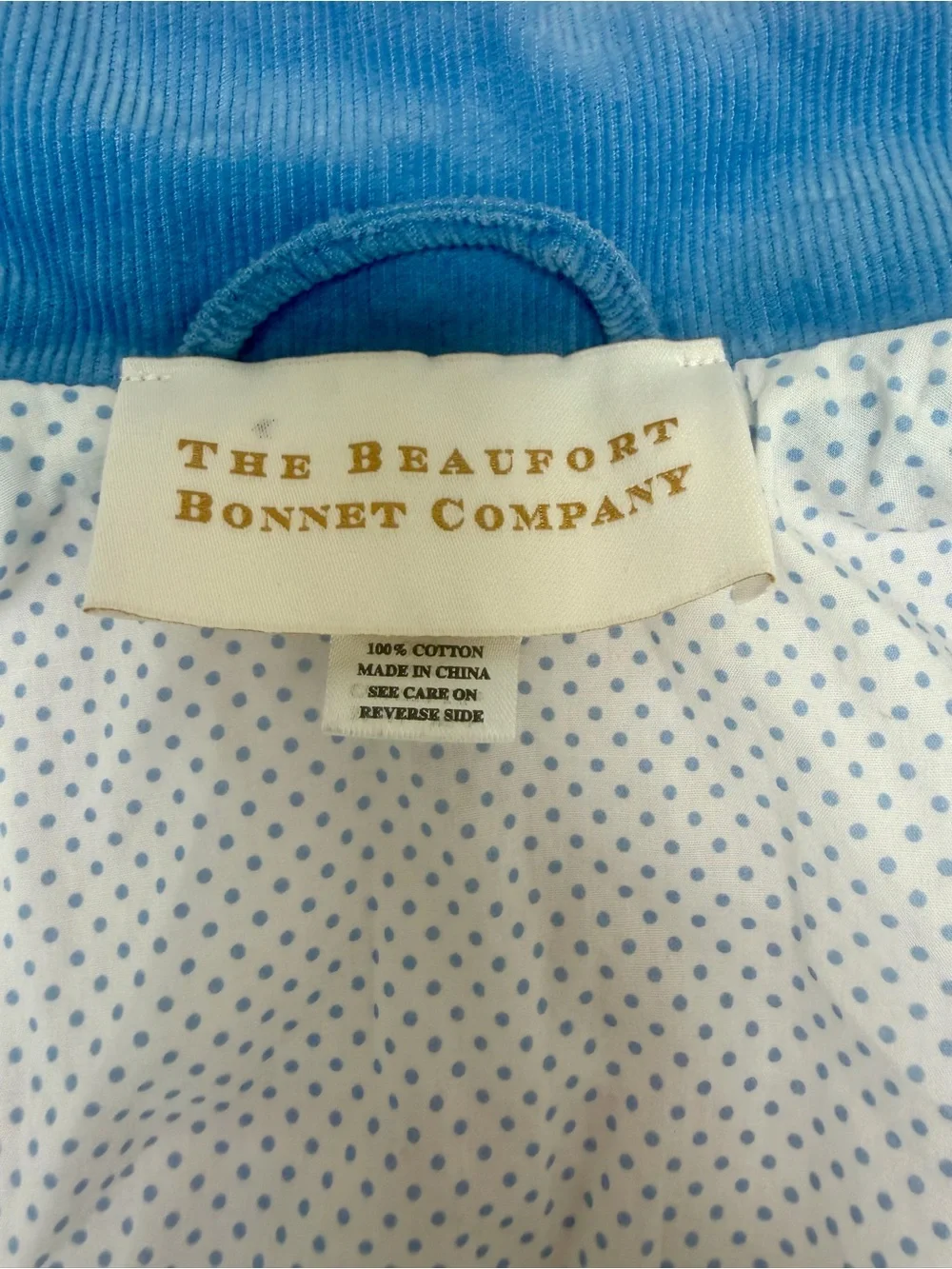 The Beaufort Bonnet Company Pink Quilted Jacket Size 5 w/ Blue Corduroy Trim EUC